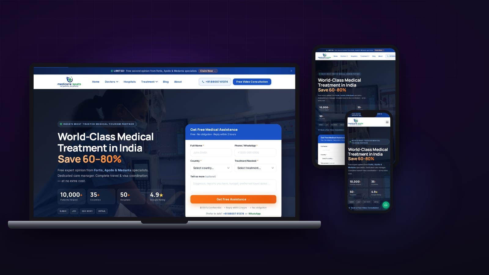 MediCare Spots — website built by WeYug